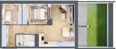 3 pokoje, mieszkanie 56,99 m², parter, oferta nr D/1, Dworzysko Park, Rzeszów, Przybyszówka, ul. Technologiczna
