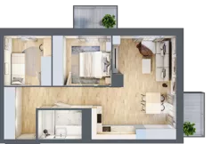 3 pokoje, mieszkanie 56,99 m², piętro 1, oferta nr D/7, Dworzysko Park, Rzeszów, Przybyszówka, ul. Technologiczna