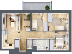 4 pokoje, mieszkanie 62,24 m², piętro 8, oferta nr D/66, Dworzysko Park, Rzeszów, Przybyszówka, ul. Technologiczna