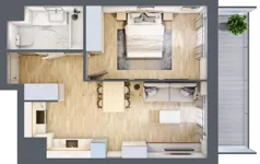 2 pokoje, mieszkanie 43,09 m², piętro 8, oferta nr D/68, Dworzysko Park, Rzeszów, Przybyszówka, ul. Technologiczna