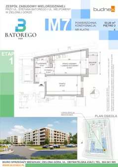 2 pokoje, mieszkanie 53,20 m², piętro 2, oferta nr 4/M7, Batorego Park - Etap 1, Zielona Góra, Osiedle na Olimpie, ul. Stefana Batorego