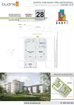 2 pokoje, mieszkanie 35,09 m², piętro 4, oferta nr 2/M28, Sady II Bud. 3, Gorzów Wielkopolski, ul. Marii Juchacz
