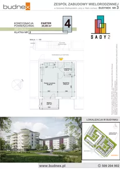 2 pokoje, mieszkanie 35,09 m², parter, oferta nr 2/M4, Sady II Bud. 3, Gorzów Wielkopolski, ul. Marii Juchacz