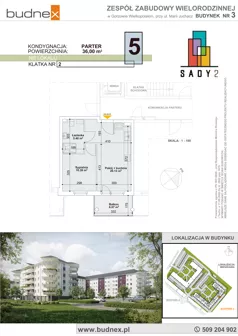 2 pokoje, mieszkanie 36,00 m², parter, oferta nr 2/M5, Sady II Bud. 3, Gorzów Wielkopolski, ul. Marii Juchacz