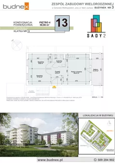 3 pokoje, mieszkanie 58,66 m², piętro 4, oferta nr 3/M13, Sady II Bud. 3, Gorzów Wielkopolski, ul. Marii Juchacz
