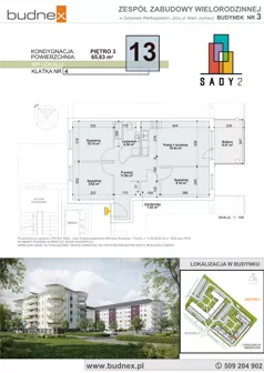 3 pokoje, mieszkanie 65,63 m², piętro 3, oferta nr 4/M13, Sady II Bud. 3, Gorzów Wielkopolski, ul. Marii Juchacz