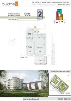 2 pokoje, mieszkanie 38,99 m², parter, oferta nr 4/M2, Sady II Bud. 3, Gorzów Wielkopolski, ul. Marii Juchacz