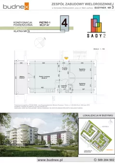 3 pokoje, mieszkanie 65,37 m², piętro 1, oferta nr 5/M4, Sady II Bud. 3, Gorzów Wielkopolski, ul. Marii Juchacz