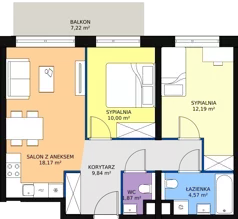 3 pokoje, mieszkanie 56,64 m², piętro 3, oferta nr A1.5.1, Sedina Apartamenty - Etap I, Szczecin, Śródmieście, Międzyodrze-Wyspa Pucka, ul. Maklerska
