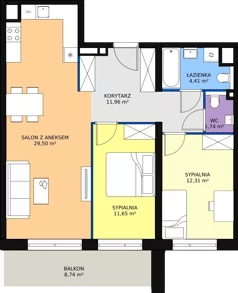 3 pokoje, mieszkanie 71,57 m², piętro 3, oferta nr A1.5.4, Sedina Apartamenty - Etap I, Szczecin, Śródmieście, Międzyodrze-Wyspa Pucka, ul. Maklerska