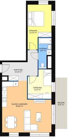 3 pokoje, mieszkanie 68,13 m², piętro 7, oferta nr A1.9.2, Sedina Apartamenty - Etap I, Szczecin, Śródmieście, Międzyodrze-Wyspa Pucka, ul. Maklerska