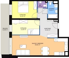3 pokoje, mieszkanie 71,84 m², piętro 2, oferta nr A5.4.3, Sedina Apartamenty - Etap I, Szczecin, Śródmieście, Międzyodrze-Wyspa Pucka, ul. Maklerska