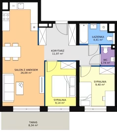 3 pokoje, mieszkanie 62,75 m², piętro 7, oferta nr A1.9.4, Sedina Apartamenty - Etap I, Szczecin, Śródmieście, Międzyodrze-Wyspa Pucka, ul. Maklerska
