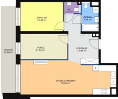 3 pokoje, mieszkanie 71,84 m², piętro 4, oferta nr A5.6.3, Sedina Apartamenty - Etap I, Szczecin, Śródmieście, Międzyodrze-Wyspa Pucka, ul. Maklerska