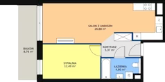 2 pokoje, mieszkanie 49,54 m², piętro 3, oferta nr A5.5.6, Sedina Apartamenty - Etap I, Szczecin, Śródmieście, Międzyodrze-Wyspa Pucka, ul. Maklerska