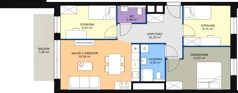 3 pokoje, mieszkanie 69,17 m², piętro 2, oferta nr B1.4.1, Sedina Apartamenty - Etap I, Szczecin, Śródmieście, Międzyodrze-Wyspa Pucka, ul. Maklerska