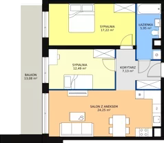 3 pokoje, mieszkanie 67,04 m², piętro 2, oferta nr B1.4.2, Sedina Apartamenty - Etap I, Szczecin, Śródmieście, Międzyodrze-Wyspa Pucka, ul. Maklerska