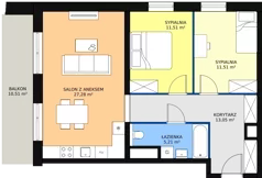 3 pokoje, mieszkanie 68,56 m², piętro 3, oferta nr B1.5.3, Sedina Apartamenty - Etap I, Szczecin, Śródmieście, Międzyodrze-Wyspa Pucka, ul. Maklerska