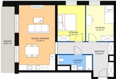 3 pokoje, mieszkanie 68,56 m², piętro 4, oferta nr B1.6.3, Sedina Apartamenty - Etap I, Szczecin, Śródmieście, Międzyodrze-Wyspa Pucka, ul. Maklerska