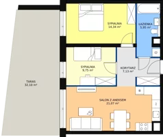 3 pokoje, apartament 58,24 m², piętro 5, oferta nr B1.7.2, Sedina Apartamenty - Etap I, Szczecin, Śródmieście, Międzyodrze-Wyspa Pucka, ul. Maklerska