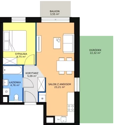 2 pokoje, apartament 38,71 m², piętro 5, oferta nr B3.7.3, Sedina Apartamenty - Etap I, Szczecin, Śródmieście, Międzyodrze-Wyspa Pucka, ul. Maklerska