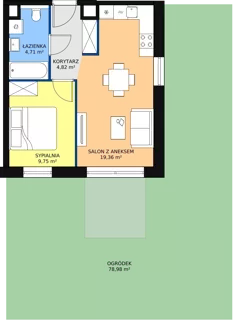 2 pokoje, apartament 38,64 m², piętro 1, oferta nr B3.3.3, Sedina Apartamenty - Etap I, Szczecin, Śródmieście, Międzyodrze-Wyspa Pucka, ul. Maklerska