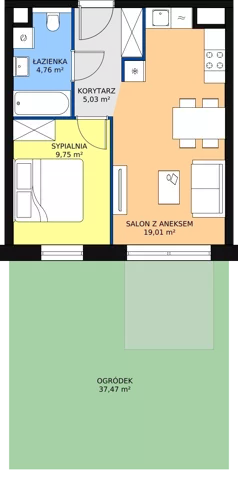 2 pokoje, apartament 38,55 m², piętro 1, oferta nr B3.3.4, Sedina Apartamenty - Etap I, Szczecin, Śródmieście, Międzyodrze-Wyspa Pucka, ul. Maklerska