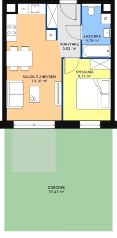 2 pokoje, mieszkanie 38,72 m², piętro 1, oferta nr B3.3.5, Sedina Apartamenty - Etap I, Szczecin, Śródmieście, Międzyodrze-Wyspa Pucka, ul. Maklerska