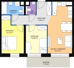 3 pokoje, mieszkanie 57,70 m², piętro 7, oferta nr B3.9.4, Sedina Apartamenty - Etap I, Szczecin, Śródmieście, Międzyodrze-Wyspa Pucka, ul. Maklerska