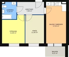 3 pokoje, mieszkanie 52,43 m², parter, oferta nr 1/M1, Cukrownia Apartamenty - Etap III, Szczecin, Zachód, Gumieńce, ul. Floriana Krygiera