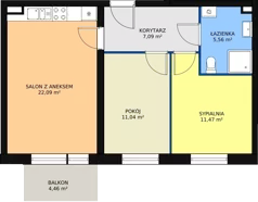 3 pokoje, mieszkanie 57,25 m², parter, oferta nr 1/M8, Cukrownia Apartamenty - Etap III, Szczecin, Zachód, Gumieńce, ul. Floriana Krygiera