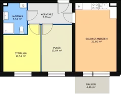 3 pokoje, mieszkanie 56,96 m², parter, oferta nr 2/M1, Cukrownia Apartamenty - Etap III, Szczecin, Zachód, Gumieńce, ul. Floriana Krygiera