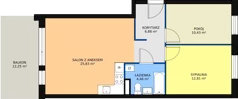3 pokoje, mieszkanie 60,41 m², piętro 1, oferta nr 4/M4, Osiedle Europejskie - Budynek 19, Gorzów Wielkopolski, Plac Unii Europejskiej 4A-D