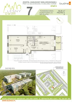 3 pokoje, mieszkanie 56,90 m², piętro 2, oferta nr 9/M7, Leśny Dwór Etap 2, Zielona Góra, Osiedle Leśny Dwór, ul. Szlachecka