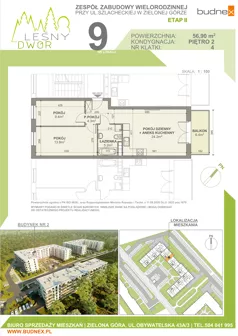 3 pokoje, mieszkanie 56,90 m², piętro 2, oferta nr 4/M9, Leśny Dwór Etap 2, Zielona Góra, Osiedle Leśny Dwór, ul. Szlachecka