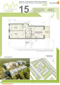 3 pokoje, mieszkanie 50,80 m², piętro 4, oferta nr 5/M15, Leśny Dwór Etap 2, Zielona Góra, Osiedle Leśny Dwór, ul. Szlachecka