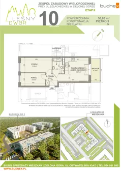 3 pokoje, mieszkanie 50,80 m², piętro 3, oferta nr 5/M10, Leśny Dwór Etap 2, Zielona Góra, Osiedle Leśny Dwór, ul. Szlachecka