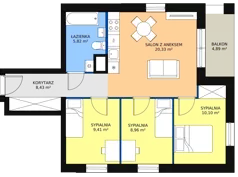 4 pokoje, mieszkanie 62,45 m², piętro 1, oferta nr D64, Garbarska Urban Koncept, Lublin, Bronowice, Bronowice, ul. Garbarska