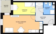 2 pokoje, mieszkanie 46,29 m², piętro 2, oferta nr D66, Garbarska Urban Koncept, Lublin, Bronowice, Bronowice, ul. Garbarska