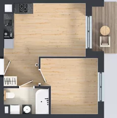 2 pokoje, mieszkanie 34,94 m², piętro 8, oferta nr F/157, Kusocińskiego budynek B, Gdańsk, Piecki-Migowo, Morena, ul. Kusocińskiego