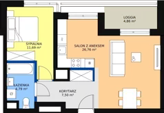 2 pokoje, mieszkanie 50,75 m², piętro 4, oferta nr 16, Sadyba Spot, Warszawa, Mokotów, Sadyba, ul. Powsińska / Św. Bonifacego