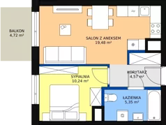 2 pokoje, mieszkanie 39,76 m², piętro 5, oferta nr 24, Sadyba Spot, Warszawa, Mokotów, Sadyba, ul. Powsińska / Św. Bonifacego