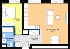 2 pokoje, mieszkanie 57,54 m², piętro 2, oferta nr 58, Sadyba Spot, Warszawa, Mokotów, Sadyba, ul. Powsińska / Św. Bonifacego