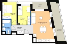 3 pokoje, mieszkanie 58,96 m², piętro 3, oferta nr 65, Sadyba Spot, Warszawa, Mokotów, Sadyba, ul. Powsińska / Św. Bonifacego