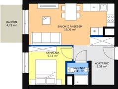 2 pokoje, mieszkanie 39,80 m², piętro 8, oferta nr 91, Sadyba Spot, Warszawa, Mokotów, Sadyba, ul. Powsińska / Św. Bonifacego