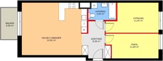 3 pokoje, mieszkanie 69,48 m², piętro 1, oferta nr C/97, Osiedle Kusocińskiego budynek A, Gdańsk, Piecki-Migowo, Morena, ul. Kusocińskiego
