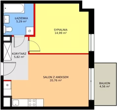2 pokoje, mieszkanie 46,86 m², piętro 4, oferta nr A/29, Osiedle Kusocińskiego budynek A, Gdańsk, Piecki-Migowo, Morena, ul. Kusocińskiego