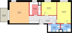 3 pokoje, mieszkanie 74,58 m², piętro 1, oferta nr A/14, Osiedle Kusocińskiego budynek A, Gdańsk, Piecki-Migowo, Morena, ul. Kusocińskiego