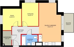 3 pokoje, mieszkanie 61,49 m², piętro 1, oferta nr C/93, Osiedle Kusocińskiego budynek A, Gdańsk, Piecki-Migowo, Morena, ul. Kusocińskiego
