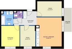 4 pokoje, mieszkanie 74,20 m², piętro 1, oferta nr 4A/11, Osiedle Idea, Radom, Wacyn, ul. LIstopadowa